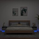  Nattbord med LED 2 stk svart 40x39x37 cm 8721012253858