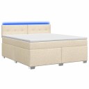 vidaXL Box Spring Seng med Madrass og LED Krem 160 x 200 cm Stoff