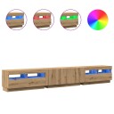  TV-benk med LED-lys artisan eik 260x35x40 cm konstruert tre 8721158760623