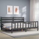 vidaXL Sengeramme med hodegavl grå 200x200 cm heltre