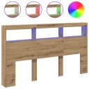 Hodegavl skap med LED artisan eik 180x17x102 cm
