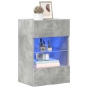vidaXL Vegghengte TV-benker med LED-lys 2 stk betonggrå 40x30x60,5 cm 8721012256699