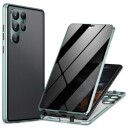 Samsung Galaxy S24 Ultra Magnetisk Deksel med Herdet Glass Privacy Grønn