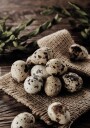 Quail Eggs on Rustic Burlap Plakat Plakat / 21x30cm