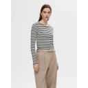 Selected Femme Anna Long Sleeve Crew Neck Tee Stripe Sort L