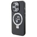 Karl Lagerfeld iPhone 14 Pro Hardcase med Ring Stativ og MagSafe - Svart