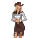 Wilbers & Wilbers Cowgirl med skjørt sølv brun Deluxe Kostyme 44 004021-V-044