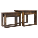  Kaffebord Sett 2 pcs Røkt eik Konstruert tre