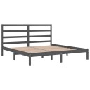 vidaXL Sengeramme grå heltre furu 200x200 cm