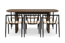 Richeto spisebord 180 cm med 6 Winston spisestoler - Røkt eik / Beige / Metallben svart