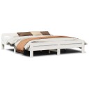  Sengeramme med madrass hvit 200x200 cm heltre furu 8721158370884