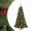 vidaXL Kunstig juletre med julekuler 120 cm 150 LED-lys Varmhvit