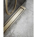 Unidrain HighLine 1000 mm Gulvsluk Ramme i Børstet Messing, Høyde 12 mm