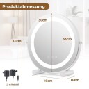 Ø 30 cm Dimbart sminkespeil med belysning & berøringsbryter & minnefunksjon