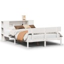  Seng med bokhylle uten madrass hvit 140x200 cm heltre furu 3321775