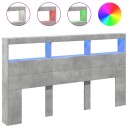  Hodegavl skap med LED betonggrå 180x17x102 cm 8721012465282