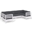 Hagesofagruppe med puter 6 deler furu hvit 3097296