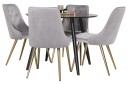 Venture Home Plaza Spisegruppe 100 cm Rund med 4 Velvet Stoler Guld