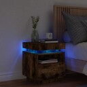  Nattbord med LED røkt eik 40x39x48,5 cm 836792