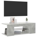 vidaXL TV-benk med LED-lys betonggrå 90x39x30 cm