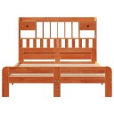  Seng med bokhylle uten madrass voksbrun 140x200 cm heltre furu 8721158383235