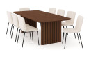 Bark Richeto Spisebord 240 cm med 8 Katy Spisestoler   Røkt eik / Hvit Bouclé