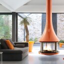Zelia 908 takhengt lakkert peis med 360 grader glass