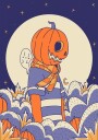 Pumpkin and ghost Poster Plakat / 21x30cm