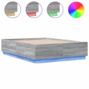  Sengeramme med LED-lys grå sonoma 120x190 cm konstruert tre 8721012273931