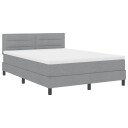 Rammemadrass med madrass og LED lampe Lys grå 140x200 cm Stoff