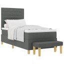  Box Spring Seng med Madrass & Benk Mørk Grå 80x200 cm Stoff