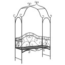  Hagebenk med buede blomsterdesign svart 121 cm laget av stål.