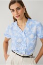 Ellos Collection   Bluse med volang   Blå
