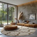 Runde tepper   Arlon Natural Cotton Shaggy beige Størrelse: Ø 200 cm