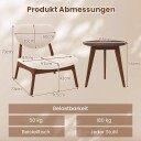 Beige lenestolsett med sidebord – fløyel treramme