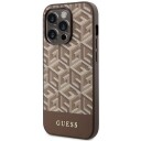 Originalt Frontpaneldeksel Guess Guhmp14lhgcfsew For Iphone 14 Pro (Magsafe Gcube Stripes / Brun)