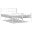 vidaXL Sengeramme i metall med hode- og fotgavl hvit 135x190 cm 8721012190245
