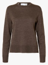 Selected Femme Thea Long Sleeve Knit Merino O Neck Brun XL