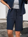 Selected Femme Viva Mid Waist Sun Shorts Blå 36