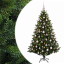 vidaXL Kunstig juletre med kuler 240 cm 300 LED-lys Varmhvit