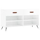 vidaXL Skobenk h?yglans hvit 102x35x55 cm konstruert tre