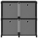 vidaXL Displayhylle med 4 kuber og bokser svart 69x30x72,5 cm stoff