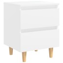 vidaXL Nattbord med heltre furuben 2 stk hvit 40x35x50 cm