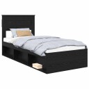  Sengestamme med madrass med skuff Svart 90 x 190 cm Massiv furu
