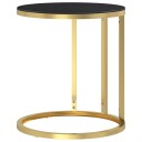 vidaXL Sidebord gull og svart 45 cm herdet glass