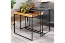 Sofabord Wohnling Sett med 2 Massivt Tre Brettstil Steinoptikk Industriell -