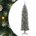  Kunstig Slankt Jule Tre med 300 LED Grønn og hvit 210 cm