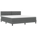  Box Spring Seng med Madrass & LED Mørkegrå 180x200 cm Stoff