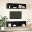  Vegghylle for TV 4 pcs Svart eik 37 x 37 x 72 cm Konstruert tre