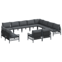  Hagesofa Set 12 pcs Antrasitt Stål